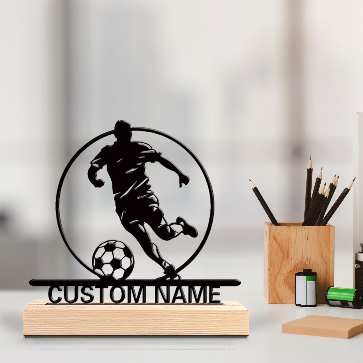 Home Decor Theme - Aangepaste voetbalspeler metalen beeldje met naam,