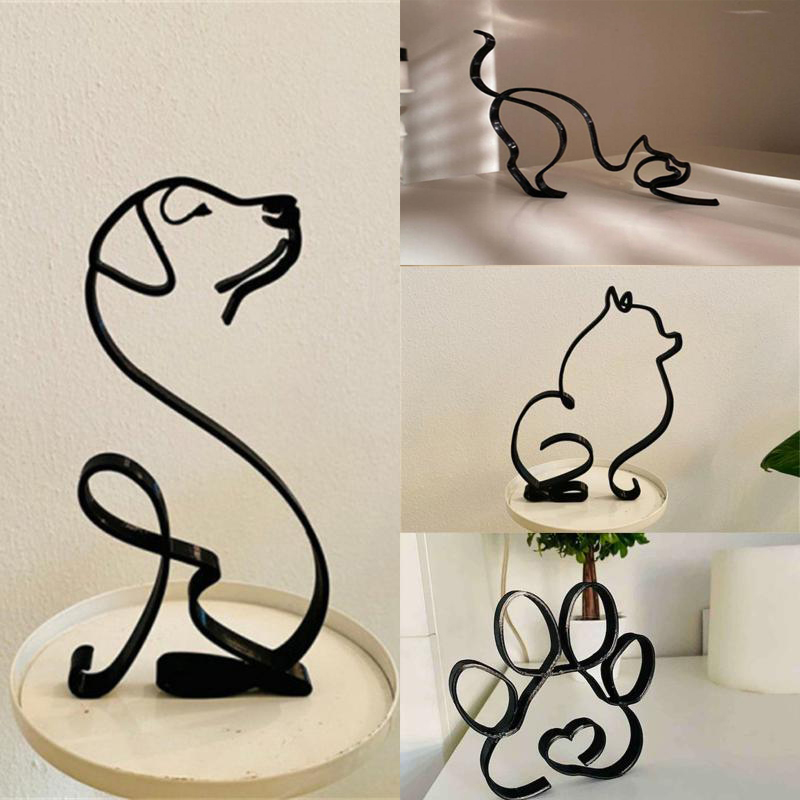Home Decor Y2K - Hond Kunst Sculptuur Metaal Hond Abstract