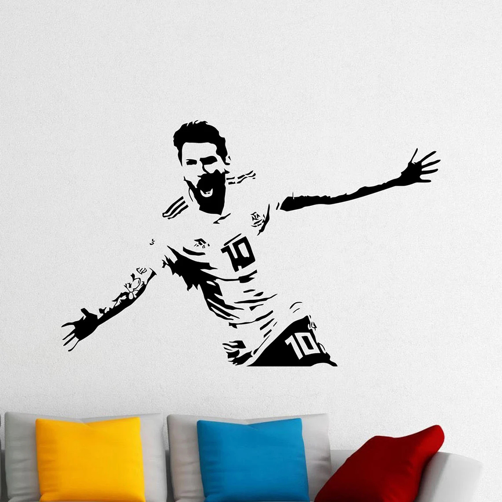 Home Decor Indonesia - Messi Muursticker Vinyl Sticker Voetbal Muurdecoratie