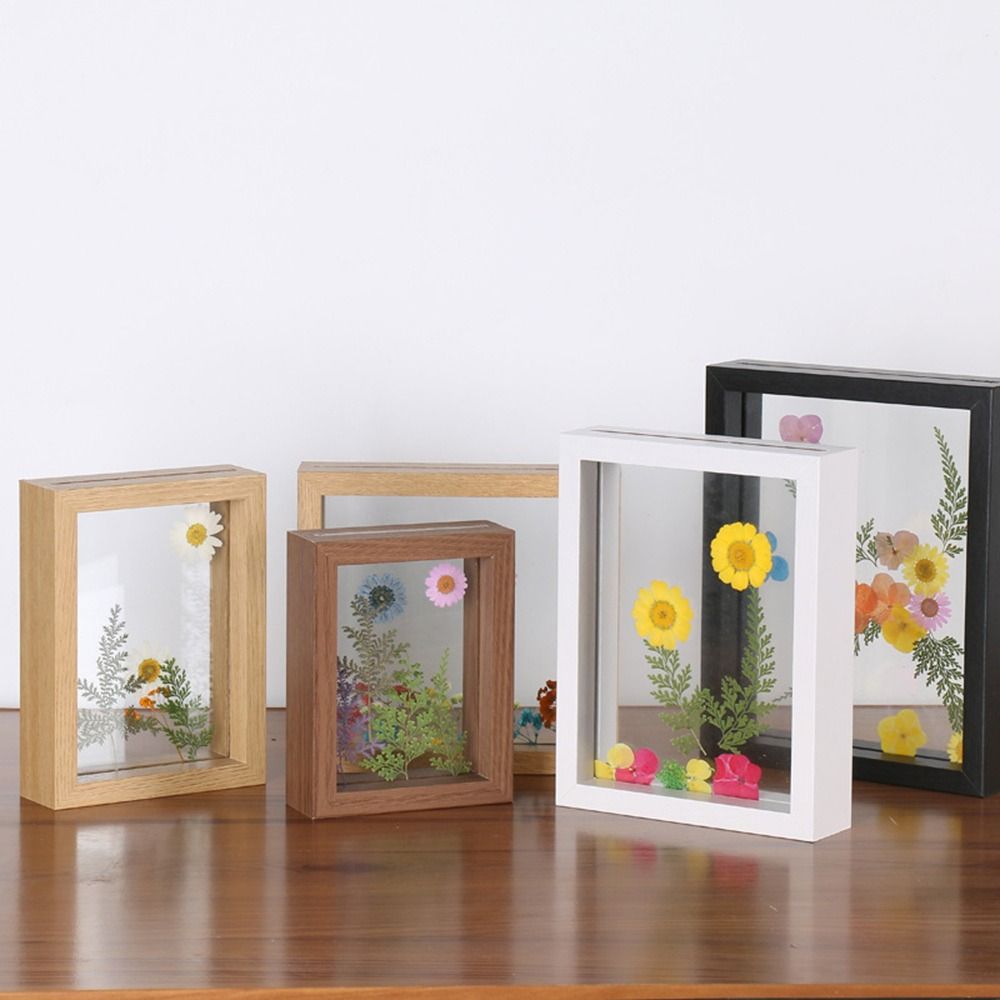 Bamboo Photo Frame - Houten glazen bladmonsterframe Transparant dubbelzijdig fotodisplayframe
